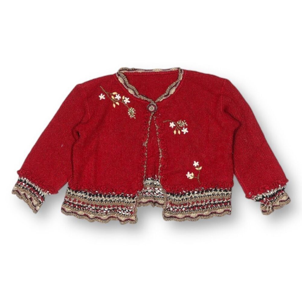 Girls Peruvian Connection Sweater Size 6-12 Months Saffron Red Baby Alpaca